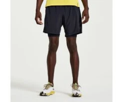 Saucony Men's Outpace 7" 2-in-1 Short -Deals TrendyFit Family Store SAM800335 BK 1