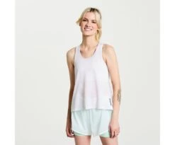 Saucony Women's Elevate Tank Top -Deals TrendyFit Family Store SAW800426 WHTDP 1