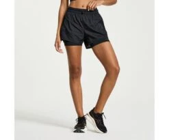 Saucony Women's Elevate 4" 2-in-1 Short -Deals TrendyFit Family Store SAW800427 BK 1